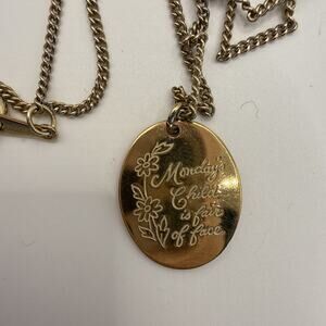 Vintage Gold Pendant Necklace Monday’s Child Monday Cottagecore Dainty Coquette